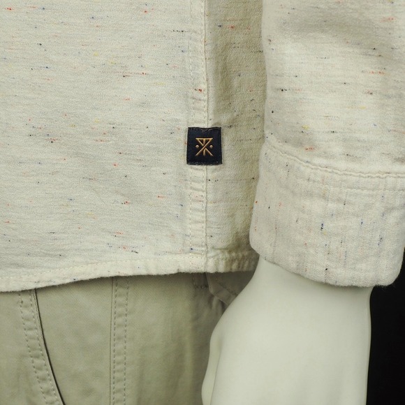 Roark Cassidy Flannel Button Down Shirt Mens Large Beige Classic Fit Lightweight - Picture 3 of 4